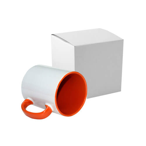 Taza 300 ml FUNNY naranja con caja de cartón para Sublimación