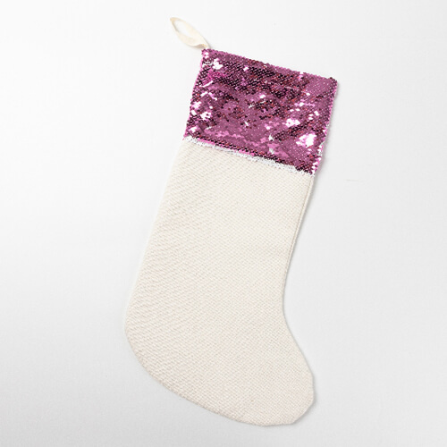 Kerstsok met roze pailletten voor sublimatie