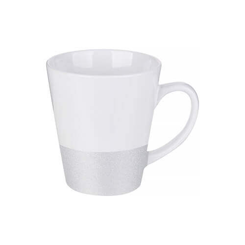 Latte krūze 300 ml ar mirdzuma joslu sublimācijai - sudraba krāsā