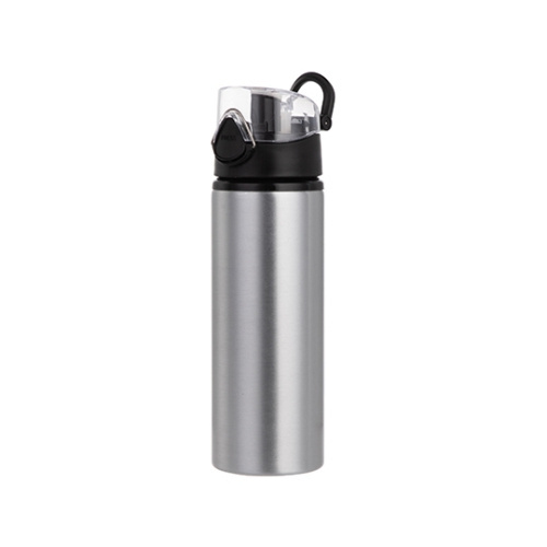 750 ml metalen waterfles voor sublimatie zilver met zwarte sluiting