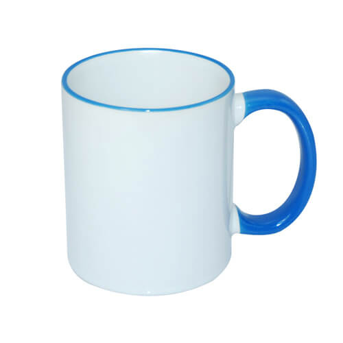 Mug blanc A+ 330 ml avec anse bleu azur Sublimation Transfert Thermique