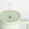 Mug de voyage en acier inoxydable 1200 ml avec poignée et paille - vert clair