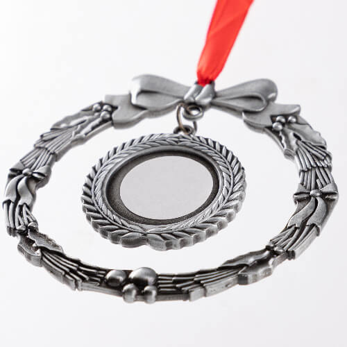 Pendentif arbre de Noël en métal pour sublimation - couronne en argent