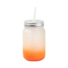 Mason Jar 450ml matēta krūzīte bez cilpiņas sublimācijai - Oranžs gradients