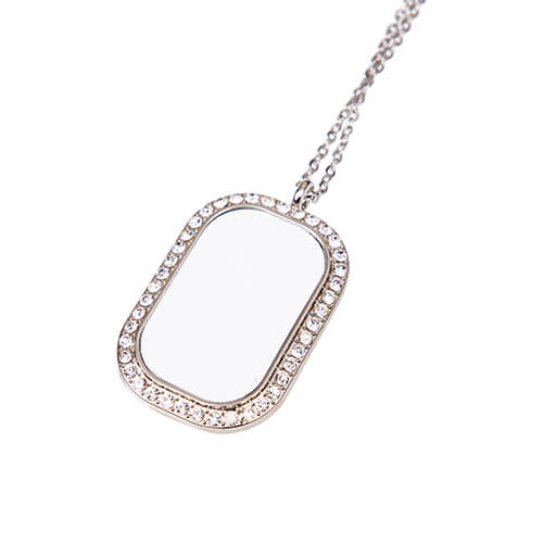 Collier diamant pour sublimation - rectangulaire - argent