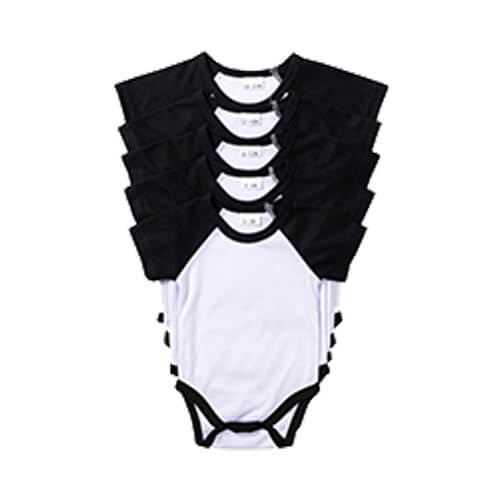 Children's body with short sleeves for sublimation - black sleeves