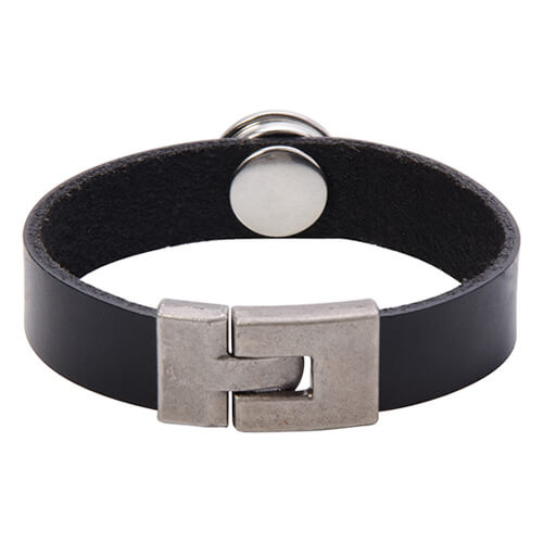 Pulsera de cuero con placa circular - Sublimación negra