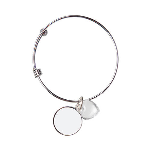 Armbånd med kugle, krystalhjerte og rundt vedhæng til sublimering