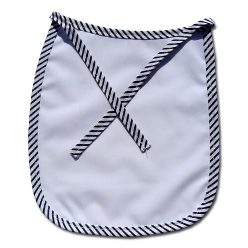 Premium baby slabbetje met zwart gestreepte bies Sublimatie thermische overdracht