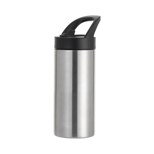 Mugg i rostfritt stål 480 ml med lock och sugrör för sublimering - silver