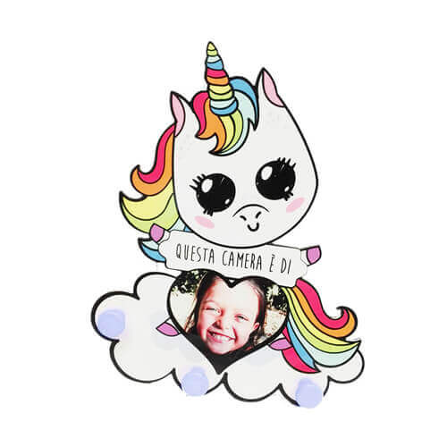 MDF vješalica za sublimaciju - Jednorog - plavi krugovi