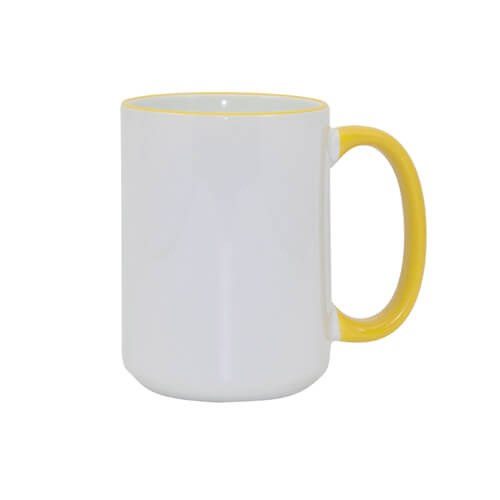 MAX A+ hrnček 450 ml so žltou rukoväťou Sublimačný termotransfer