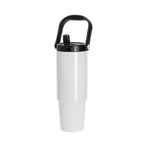 Mug de voyage en acier inoxydable 1080 ml avec couvercle et embout de sublimation - blanc