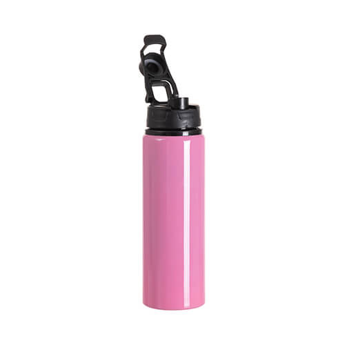 Aluminum water bottle 750 ml with plastic lid with sublimation handle - dark pink