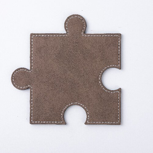 Leather cup pad in the shape of a sublimation puzzle - gray