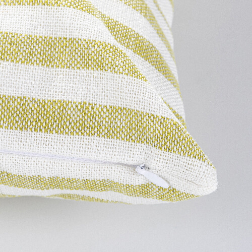 Funda de almohada de lona para sublimación de 40 x 40 cm - crema con rayas verde claro