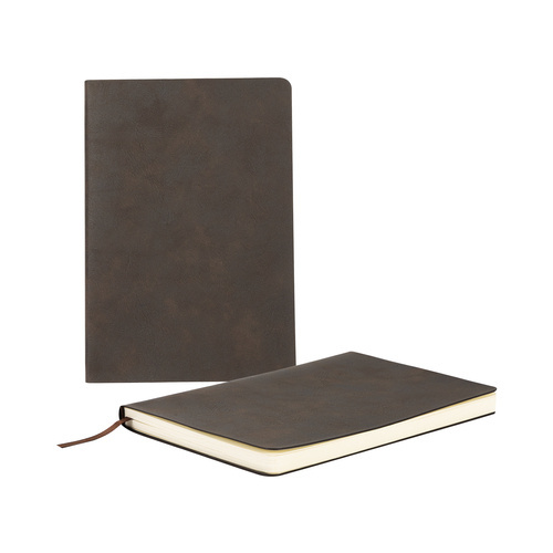 Set of 2 notebooks with engraved leather cover - brown