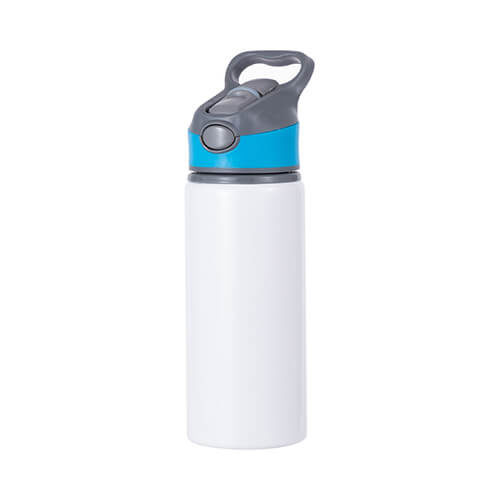 Alumiinipullo 650 ml valkoinen, korkki, jossa sininen sublimaatioinsertti