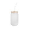 Set de 6 vasos esmerilados de 400 ml con pajita y tapa de bambú para sublimación