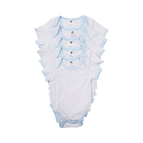 Kortærmet body til børn til sublimering - blå piping