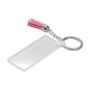 Porte-clés en acrylique pour sublimation - rectangle à franges roses