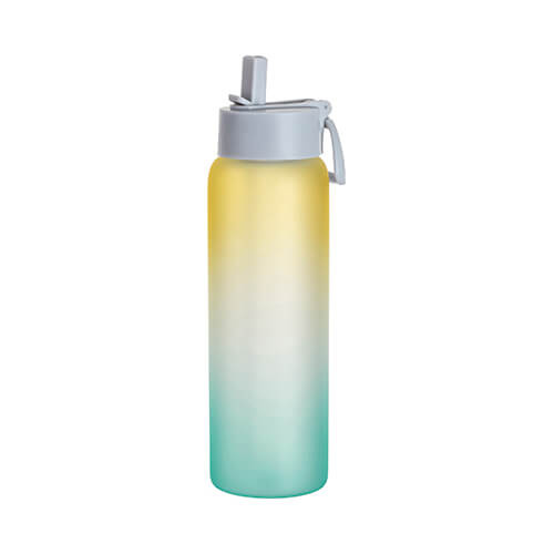 Urheilupullo 950 ml himmeästä lasista sublimaatiota varten - vihreä/keltainen