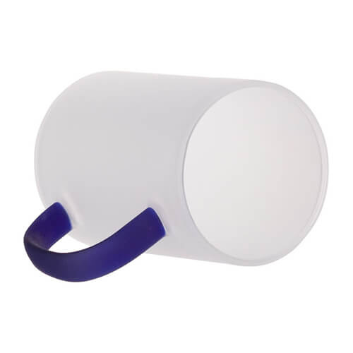 Frosted glass with a navy blue handle for sublimation 360 ml