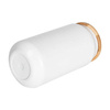 Cană 450ml cu tăieturi duble și capac din bambus pentru sublimare - alb
