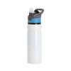 Botella de aluminio 750 ml blanca con tapón con inserto de sublimación azul