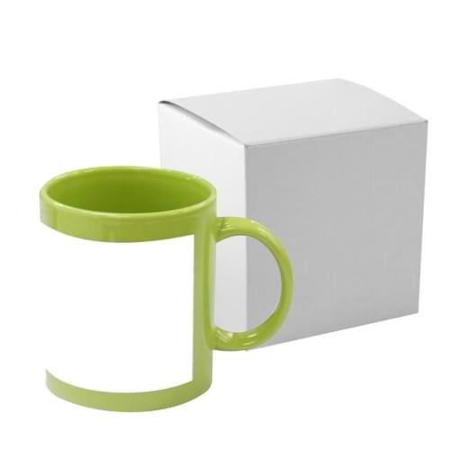 Mug 330 ml vert avec patch blanc avec boîte Sublimation Transfert Thermique