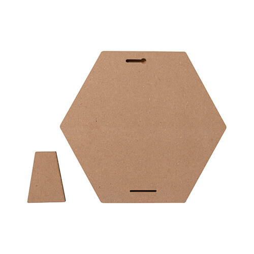 Sekskantet fotoramme i MDF til sublimering - 22,8 x 25,4 cm