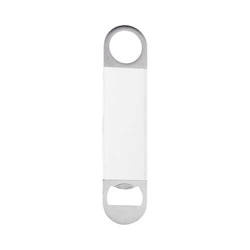 Bottle opener 4 x 17.7 cm in steel and leather for sublimation - White