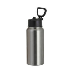 750 ml water bottle with a wide mouthpiece and a foldable sublimation handle - silver
