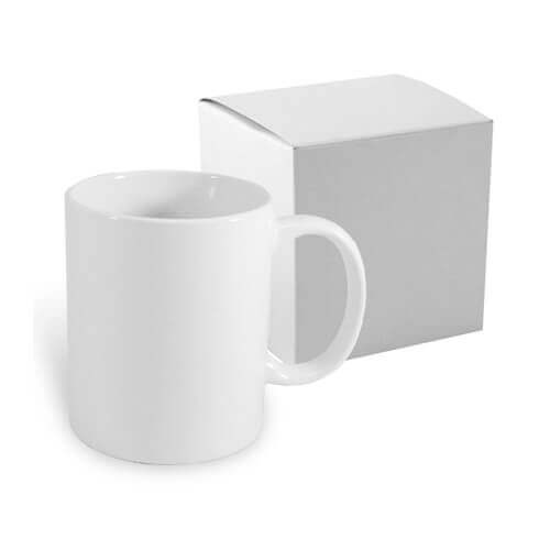 Biely hrnček JS Coating 300 ml s kartónom na sublimáciu