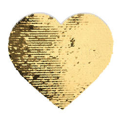 Two-color sequins for sublimation and application on textiles - golden heart 22 x 19.5 cm on a white background