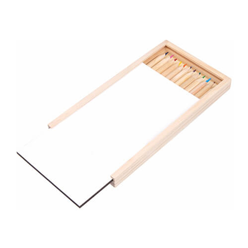 Boîte en bois avec 12 crayons de sublimation