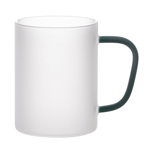 450 ml frosted glass with a green handle for sublimation