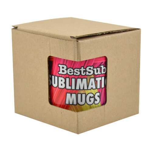 Een doos met venster voor een mok van 330 ml.
