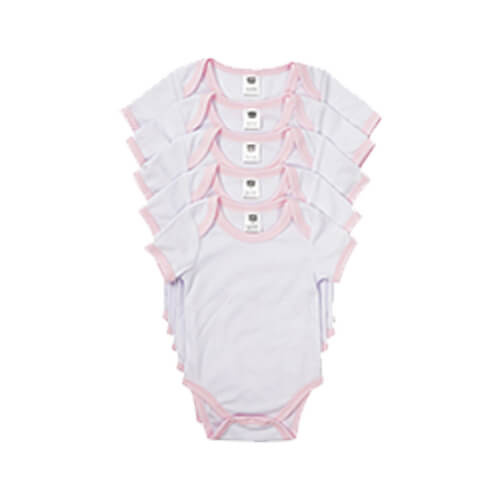 Kinderbody met korte mouwen voor sublimatie - roze bies