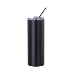 600 ml krus med sugerør til sublimering - mat sort