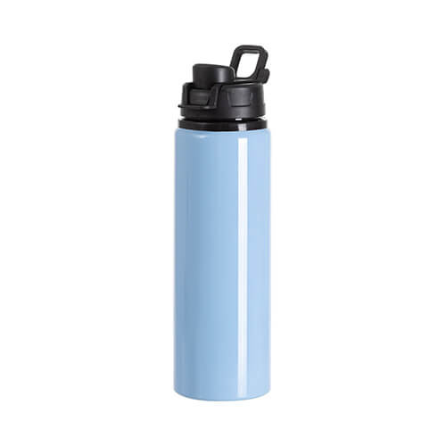 Bouteille d'eau en aluminium 750ml avec couvercle en plastique et poignée en sublimation - bleu