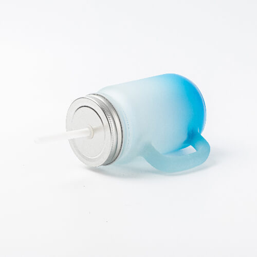 Frostat glas Mason Jar för sublimering - blå gradient