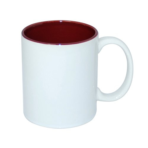 Mug blanc ECO 330 ml avec intérieur bordeaux Sublimation Transfert Thermique