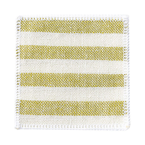 Vászon bögretömb 10 x 10 cm krémszínű, világoszöld csíkokkal, szublimációhoz