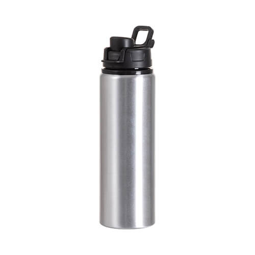 Aluminijasta steklenica za vodo 750 ml s plastičnim pokrovom s sublimacijskim ročajem - srebrna