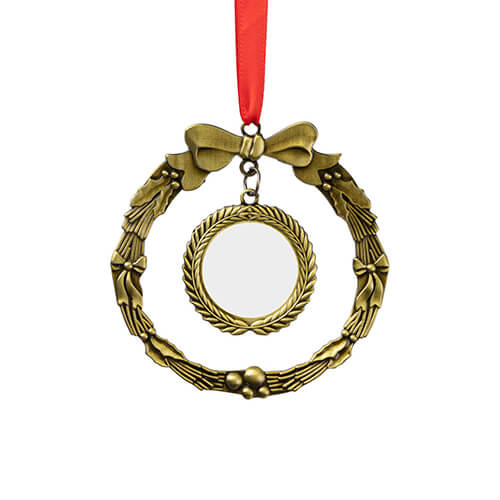 Pendentif arbre de Noël en métal pour sublimation - couronne dorée