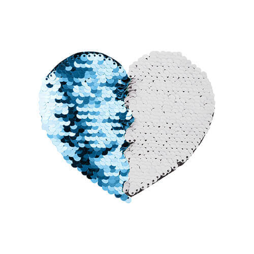Two-colour sequins for sublimation printing and textile applications – light blue heart 12 x 10,5 cm