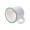 300 ml enamelled ceramic mug for sublimation printing - white with green lining on the edge