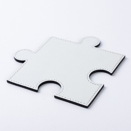 Leather cup pad in the shape of a sublimation puzzle - white