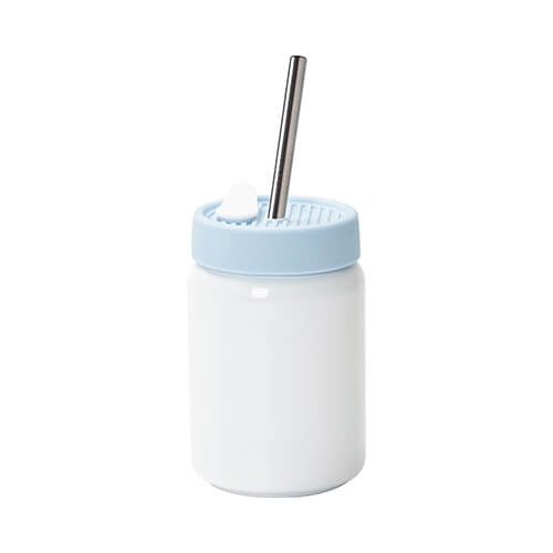 480 ml-es acél bögre kék szilikonfedéllel, szublimáláshoz